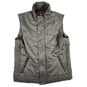 HAWK Mens Puffer Vest Gray Full Button Front Padded Sleeveless Jacket Size Large